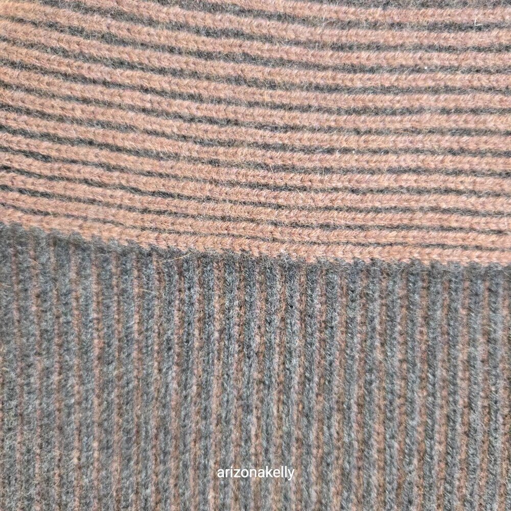Avon Celli Cashmere Scarf Ribbed Brown & Black - Picture 7 of 9